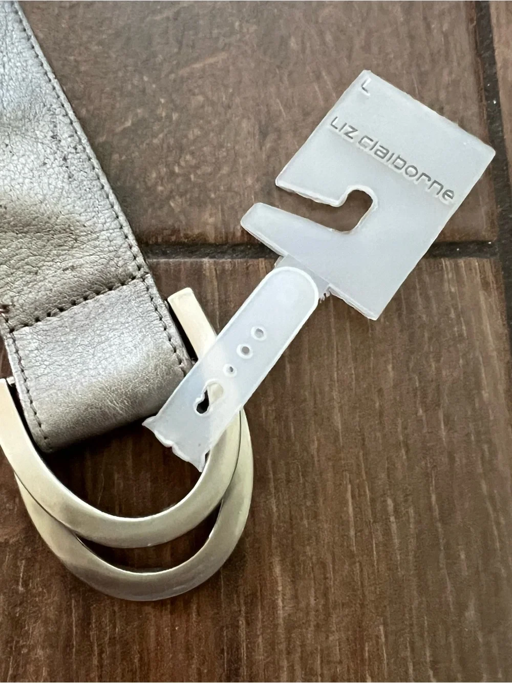 Vintage 90s Metallic Silver Liz Claiborne Leather Belt size L